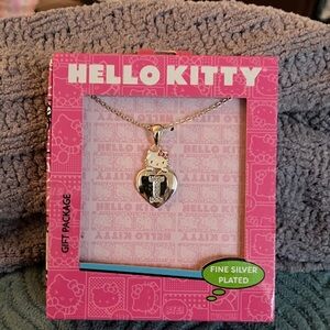 Hello Kitty Silver Heart Pendant with Pink Accents